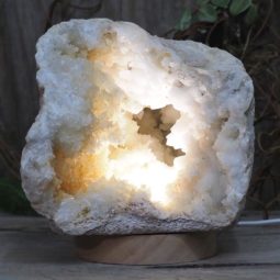 Natural Calcite Geode Lamp with Large LED Light Base DS1202 | Himalayan Salt Factory