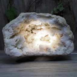 Natural Calcite Geode Lamp with Large LED Light Base DS1206 | Himalayan Salt Factory