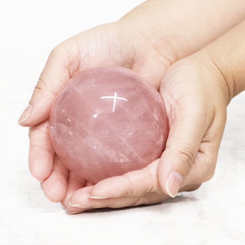 0.583kg Rose Quartz Sphere DS1152 4 Rose Quartz Sphere DS1152 | Himalayan Salt Factory