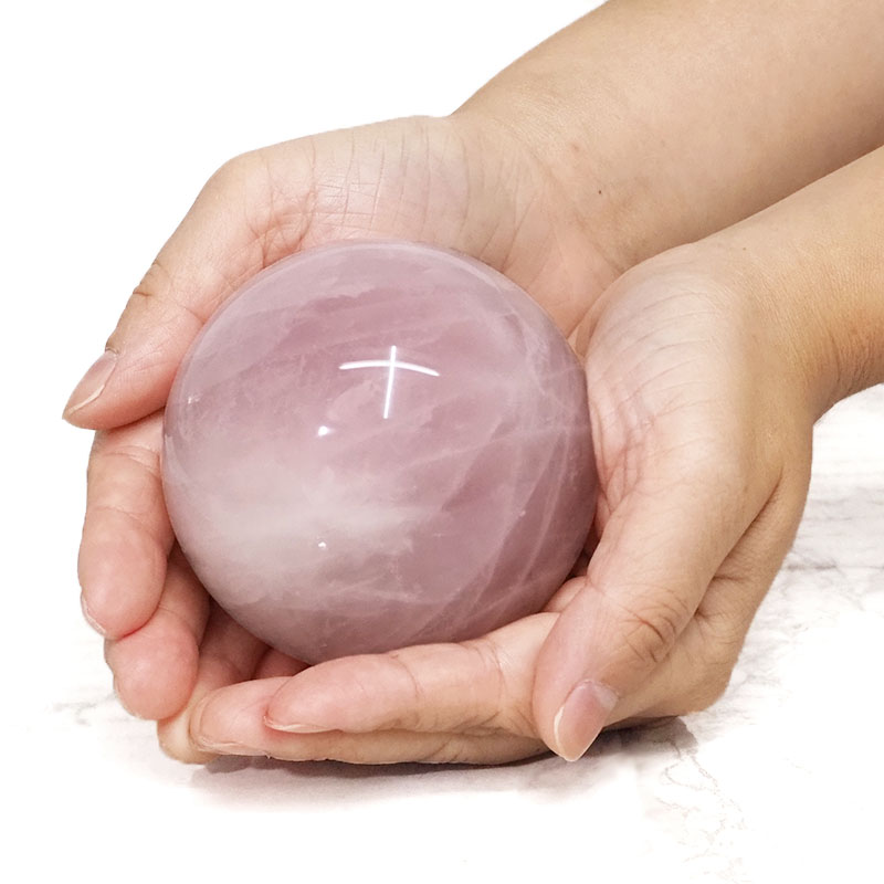 0.627kg Rose Quartz Sphere DS1155 4 Rose Quartz Sphere DS1155 | Himalayan Salt Factory