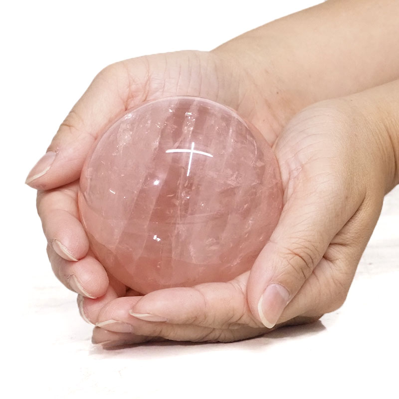 0.58kg Rose Quartz Sphere DS1166 4 Rose Quartz Sphere DS1166 | Himalayan Salt Factory