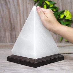 White Pyramid Salt Lamp - Timber Base (12V-12W) 12 White Pyramid Salt Lamp - Timber Base (12V-12W) | Himalayan Salt Factory