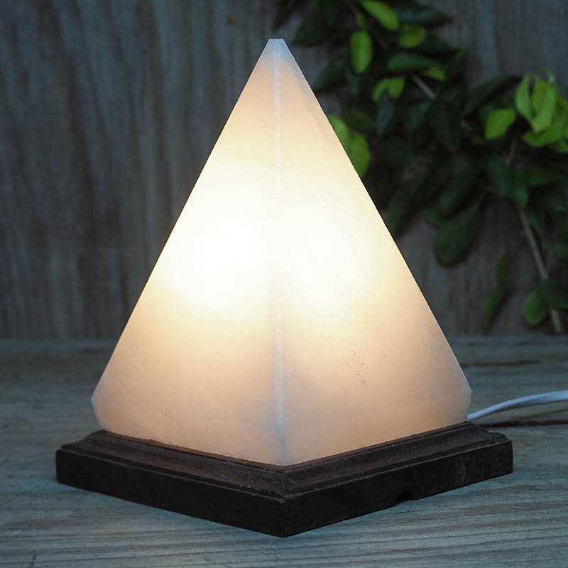 White Pyramid Salt Lamp - Timber Base (12V-12W) 6 White Pyramid Salt Lamp - Timber Base (12V-12W) | Himalayan Salt Factory