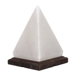 White Pyramid Salt Lamp - Timber Base (12V-12W) | Himalayan Salt Factory