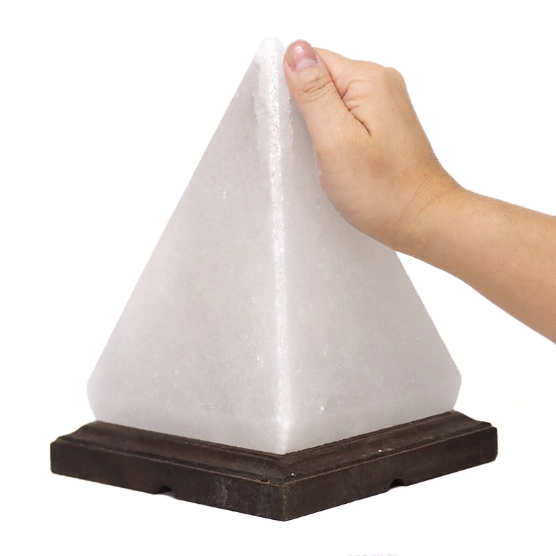 White Pyramid Salt Lamp - Timber Base (12V-12W) 5 White Pyramid Salt Lamp - Timber Base (12V-12W) | Himalayan Salt Factory