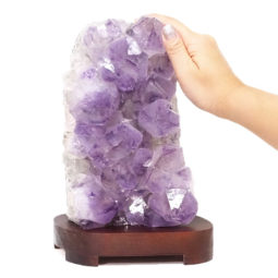 Natural Amethyst Crystal Lamp with Timber Base DS1272 | Himalayan Salt Factory