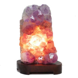 Natural Amethyst Crystal Lamp with Timber Base DS1272 | Himalayan Salt Factory