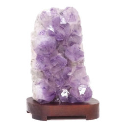 Natural Amethyst Crystal Lamp with Timber Base DS1272 | Himalayan Salt Factory