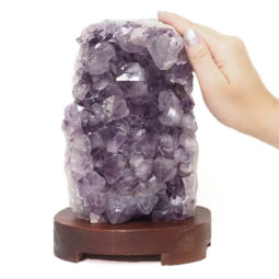 Natural Amethyst Crystal Lamp with Timber Base DS1274 | Himalayan Salt Factory