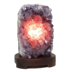 Natural Amethyst Crystal Lamp with Timber Base DS1274 | Himalayan Salt Factory