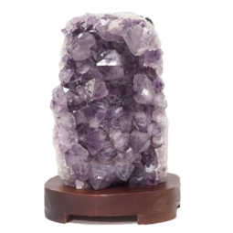 Natural Amethyst Crystal Lamp with Timber Base DS1274 | Himalayan Salt Factory