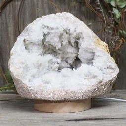 3.0kg Natural Calcite Geode Lamp with Large LED Light Base DS1249 8 3.0kg Natural Calcite Geode Lamp with Large LED Light Base DS1249 | Himalayan Salt Factory