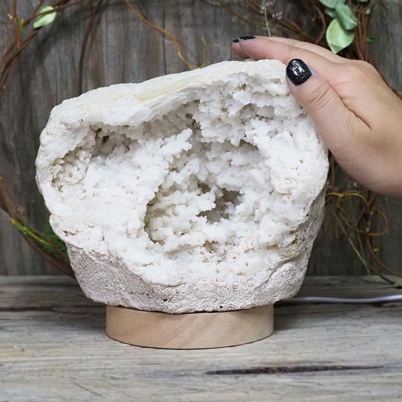 2.217kg Natural Calcite Geode Lamp with Large LED Light Base DS1253 5 2.217kg Natural Calcite Geode Lamp with Large LED Light Base DS1253 | Himalayan Salt Factory