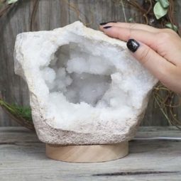 3.148kg Natural Calcite Geode Lamp with Large LED Light Base DS1258 9 3.148kg Natural Calcite Geode Lamp with Large LED Light Base DS1258 | Himalayan Salt Factory