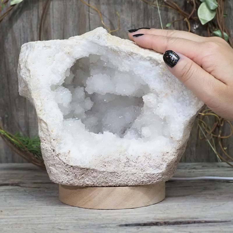 3.148kg Natural Calcite Geode Lamp with Large LED Light Base DS1258 5 3.148kg Natural Calcite Geode Lamp with Large LED Light Base DS1258 | Himalayan Salt Factory
