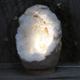 Natural Calcite Geode Lamp with Large LED Light Base DS1261 | Himalayan Salt Factory