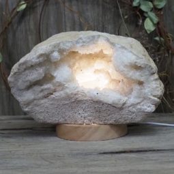 Natural Calcite Geode Lamp with Large LED Light Base DS1262 | Himalayan Salt Factory