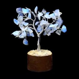 Opalite Mini Gemstone Tree With Timber Base | Himalayan Salt Factory