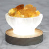 Selenite Fire Bowl With Citrine Rough on Large LED Base | Himalayan Salt Factory