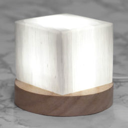 Selenite Cube with LED Light Crystal Large Display Base Pack | Himalayan Salt Factory