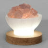 Selenite Fire Bowl With Rose Quartz Rough on Large LED Base 1 Selenite Fire Bowl With Rose Quartz Rough on Large LED Base | Himalayan Salt Factory