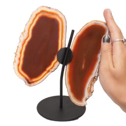 Agate Crystal Butterfly Slices on Metal Stand N1025 | Himalayan Salt Factory