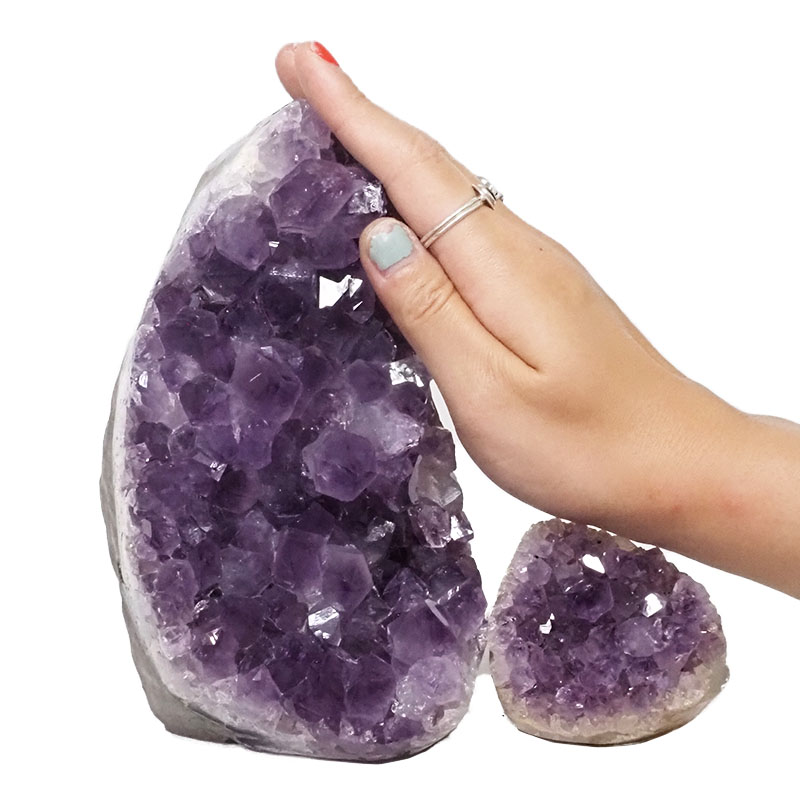 2.73kg Amethyst Polished Crystal Geode Specimen Set 2 Pieces DN652 4 Amethyst Polished Crystal Geode Specimen Set 2 Pieces DN652 | Himalayan Salt Factory