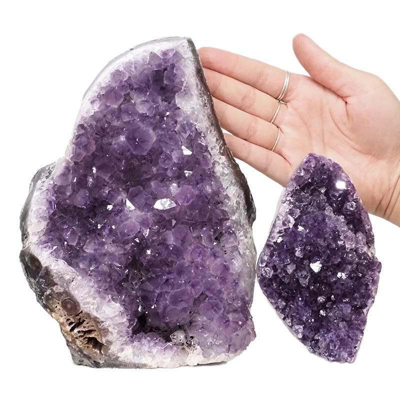 2.54kg Amethyst Polished Crystal Geode Specimen Set 2 Pieces DN653 4 Amethyst Polished Crystal Geode Specimen Set 2 Pieces DN653 | Himalayan Salt Factory