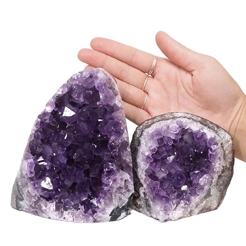 2.19kg Amethyst Polished Crystal Geode Specimen Set 2 Pieces DN660 4 Amethyst Polished Crystal Geode Specimen Set 2 Pieces DN660 | Himalayan Salt Factory
