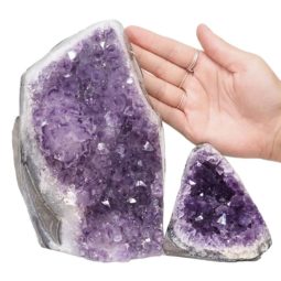 Amethyst Polished Crystal Geode Specimen Set 2 Pieces DN661 | Himalayan Salt Factory