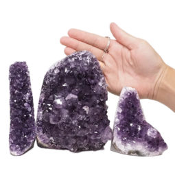 Amethyst Polished Crystal Geode Specimen Set 2 Pieces DN671 | Himalayan Salt Factory