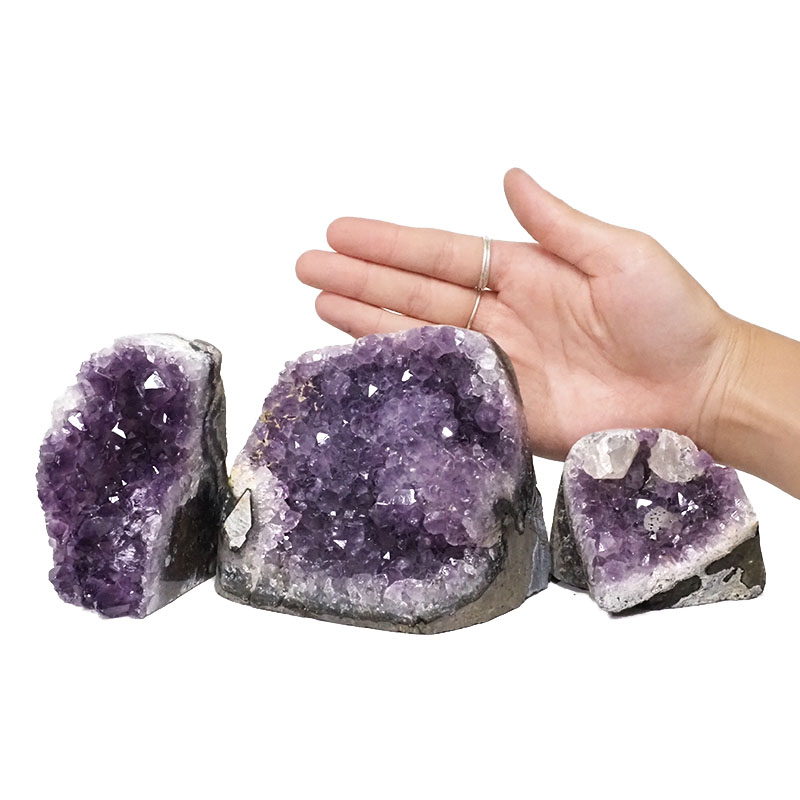 1.96kg Amethyst Polished Crystal Geode Specimen Set 3 Pieces DN636 4 1.96kg Amethyst Polished Crystal Geode Specimen DN636 | Himalayan Salt Factory