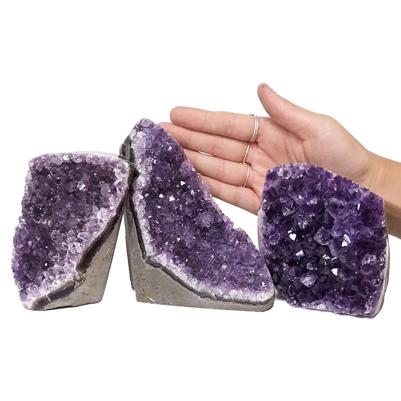 2.31kg Amethyst Polished Crystal Geode Specimen Set 3 Pieces DN645 4 2.31kg Amethyst Polished Crystal Geode Specimen DN645 | Himalayan Salt Factory