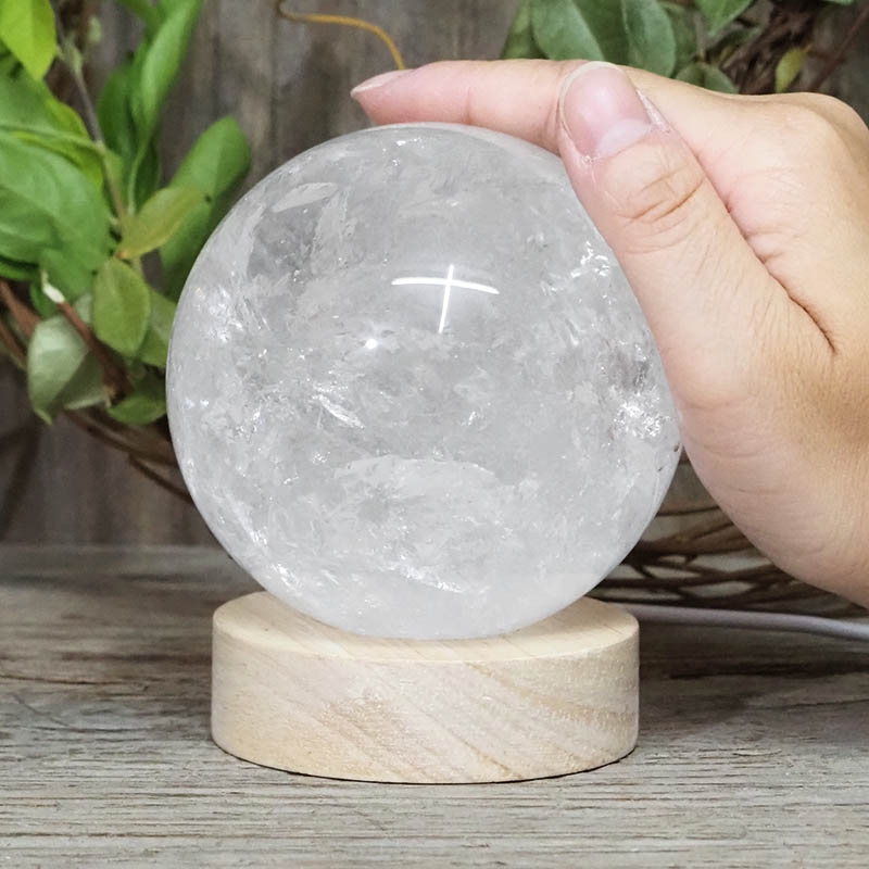 0.84kg Clear Quartz Polished Sphere with LED Light Small Display Base DS1307 7 0.84kg Clear Quartz Polished Sphere with LED Light Small Display Base DS1307