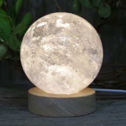 0.84kg Clear Quartz Polished Sphere with LED Light Small Display Base DS1307 15 0.84kg Clear Quartz Polished Sphere with LED Light Small Display Base DS1307
