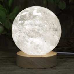 0.84kg Clear Quartz Polished Sphere with LED Light Small Display Base DS1307 16 0.84kg Clear Quartz Polished Sphere with LED Light Small Display Base DS1307