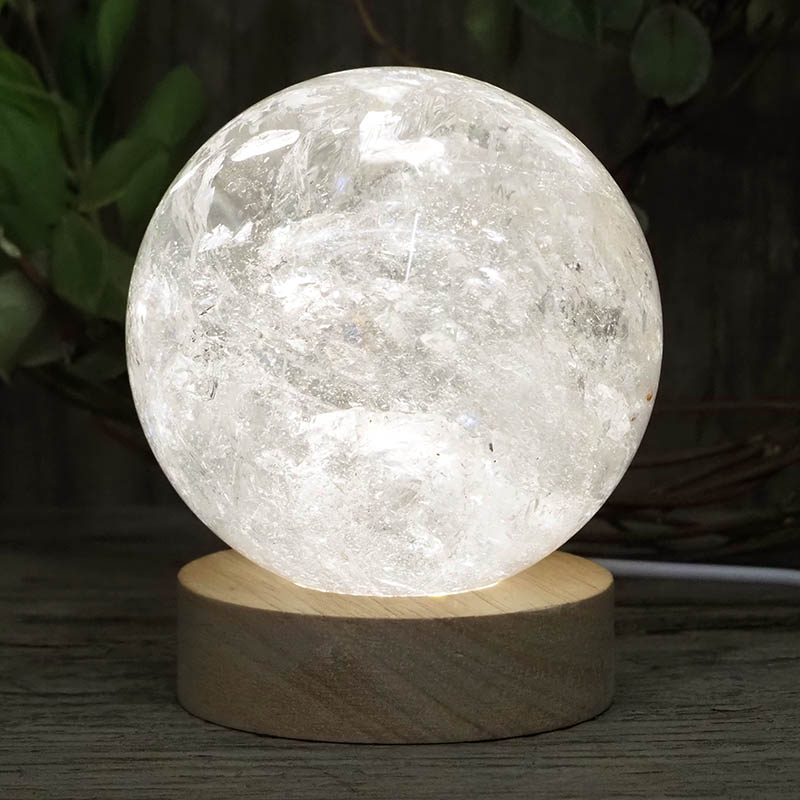 0.84kg Clear Quartz Polished Sphere with LED Light Small Display Base DS1307 6 0.84kg Clear Quartz Polished Sphere with LED Light Small Display Base DS1307