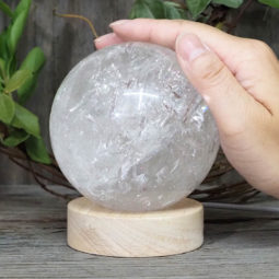 0.92kg Clear Quartz Polished Sphere with LED Light Small Display Base DS1308 17 0.92kg Clear Quartz Polished Sphere with LED Light Small Display Base DS1308