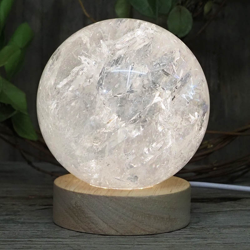 0.92kg Clear Quartz Polished Sphere with LED Light Small Display Base DS1308 6 0.92kg Clear Quartz Polished Sphere with LED Light Small Display Base DS1308