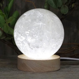 0.76kg Clear Quartz Polished Sphere with LED Light Small Display Base DS1310 14 0.76kg Clear Quartz Polished Sphere with LED Light Small Display Base DS1310
