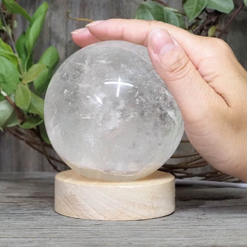 0.77kg Clear Quartz Polished Sphere with LED Light Small Display Base DS1311 7 0.77kg Clear Quartz Polished Sphere with LED Light Small Display Base DS1311