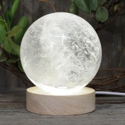 0.77kg Clear Quartz Polished Sphere with LED Light Small Display Base DS1311 14 0.77kg Clear Quartz Polished Sphere with LED Light Small Display Base DS1311