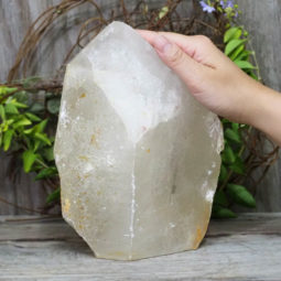 Large Natural Clear Quartz Point Lamp with LED Bulb DS1341 | Himalayan Salt Factory