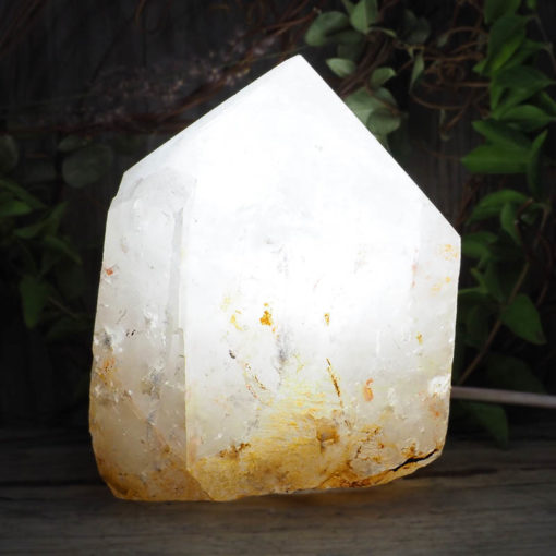 Large Natural Clear Quartz Point Lamp with LED Bulb DS1343 | Himalayan Salt Factory