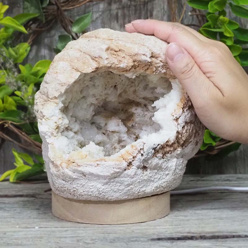 1.59kg Natural Calcite Geode Lamp with Large LED Light Base DS1318 5 Natural Calcite Geode Lamp with Large LED Light Base DS1318 | Himalayan Salt Factory