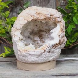 Natural Calcite Geode Lamp with Large LED Light Base DS1318 | Himalayan Salt Factory