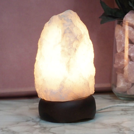 Quartz Crystal Lamp with Timber Base | Himalayan Salt Factory