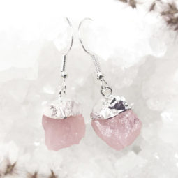 Raw Rose Quartz Electroformed Points Earring | Himalayan Salt Factory