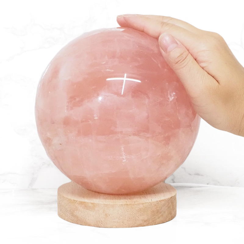3.67kg Rose Quartz Polished Sphere with LED Light Large Display Base DS1303 7 Rose Quartz Polished Sphere with LED Light Large Display Base DS1303