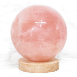 Rose Quartz Polished Sphere with LED Light Large Display Base DS1303